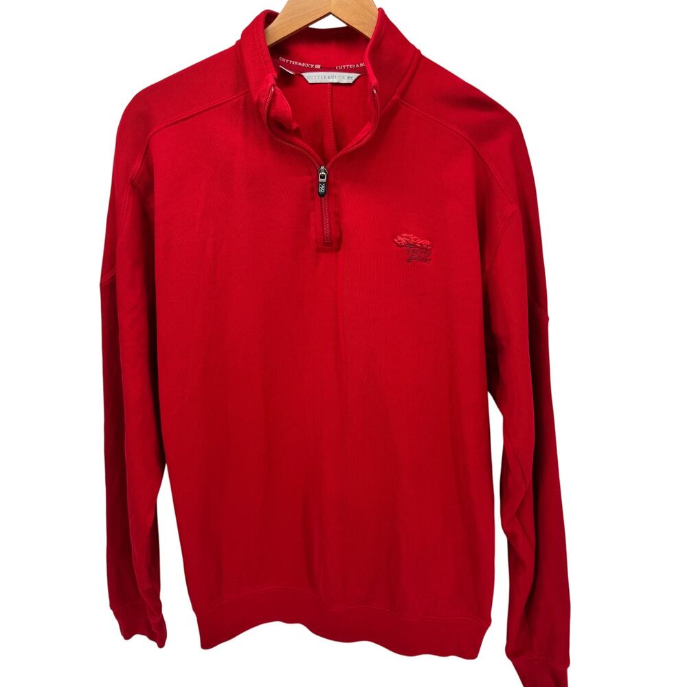 Cutter & Buck Sweatshirt Mens Medium Red 1/4‎ Zip Pima Cotton TORREY PINES Golf